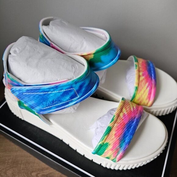 NEW IN BOX MIA MARI MTY RUBBER TIE DIE STYLE SANDALS STRAPPY SIZE 8.5 - Picture 7 of 11